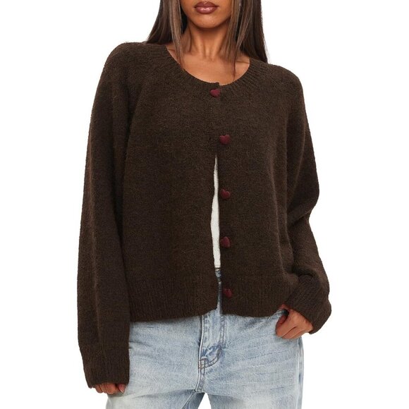 Sweaters - Womens Lightweight Knit Cardigan Sweater Long Sleeve Button Casual Fall